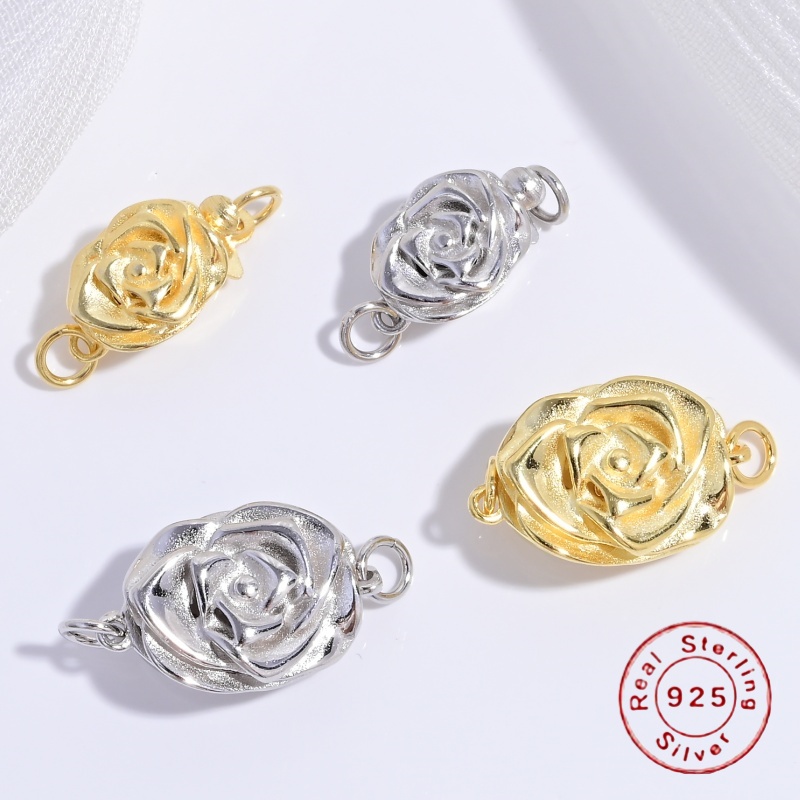 Jewelry Making Silver - S925 Sterling Silver Rose Petal Buckle
