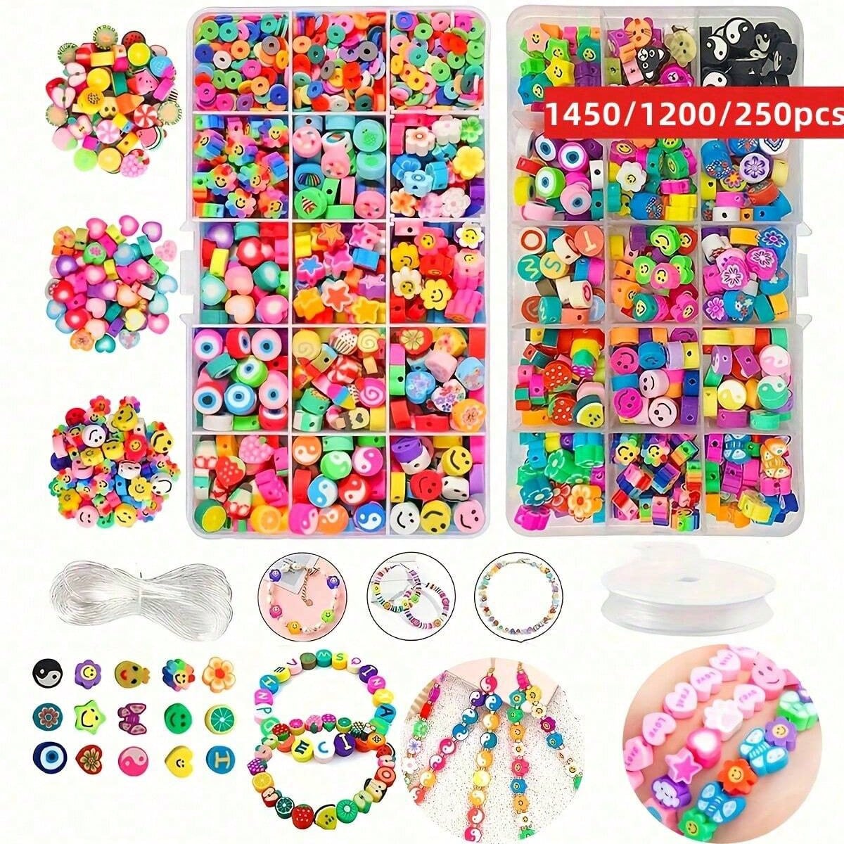 Jewelry Making Set - 1450/1200/250pcs Polymer Clay Beads Set, Box,