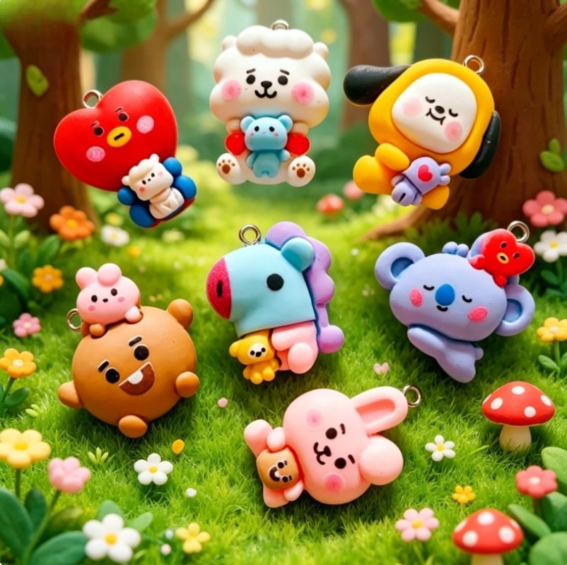 7pcs BT21 Resin Cartoon Charm  - Jewelry Making Kit For Adults review and price