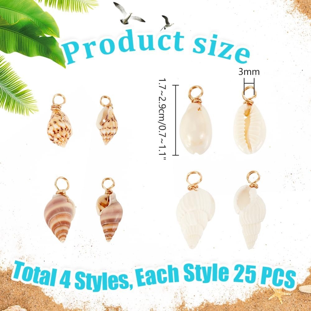 100pcs 4 Styles Natural Shell  - Jewelry Making Set review and price