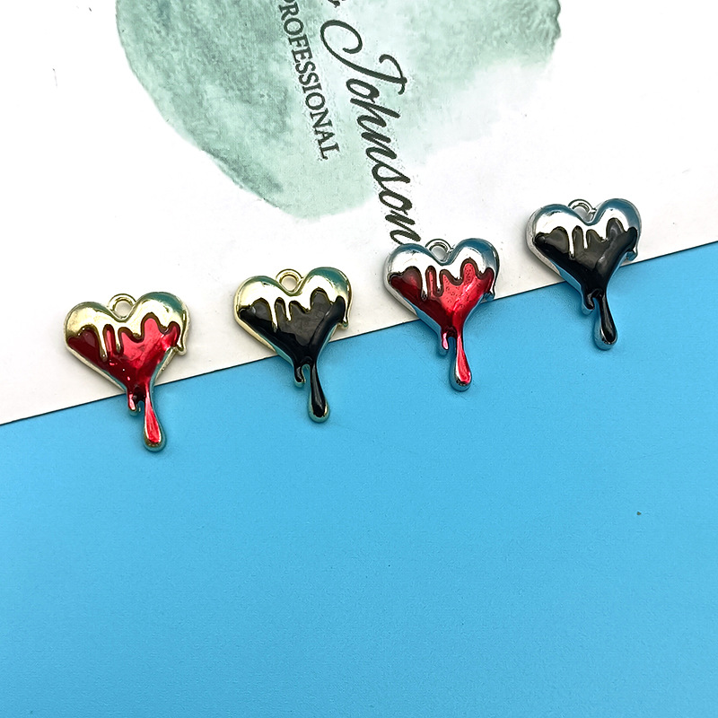 10pcs Melt Heart Charms Black  - Jewelry Making 4 Year Old review and price